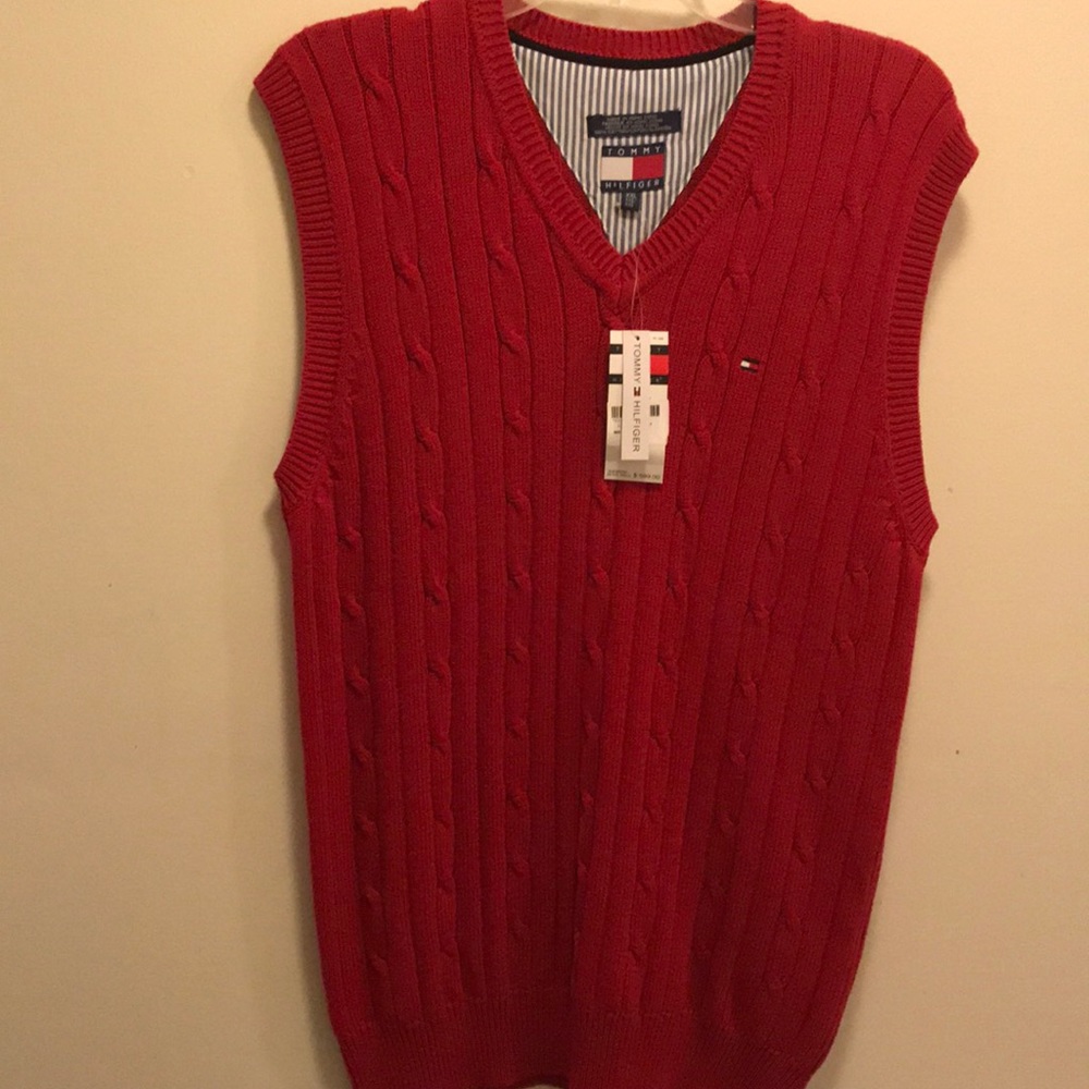 tommy hilfiger mens cable knit vest